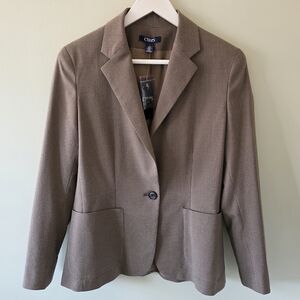 NWT Chaps Ralph Lauren 6 Old Money Academia Office Herringbone Blazer Stretch